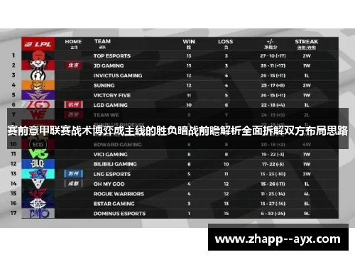 赛前意甲联赛战术博弈成主线的胜负暗战前瞻解析全面拆解双方布局思路